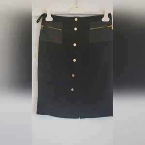 Calvin Klien Black Skirt with buttons on front, zipper pickets back zipper